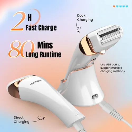 Miniatura 4 de PRITECH Maquinilla de afeitar eléctrica para mujer, afeitadora recargable para mujer, afeitadora portátil para piernas, brazos, axilas, bikini