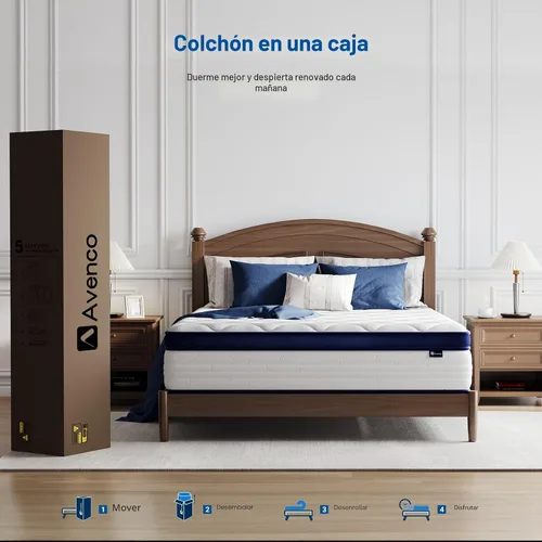 Miniatura 7 de Avenco Colchón tamaño Queen de 12 pulgadas con resortes embolsados individuales inteligentes para aliviar el dolor de espalda, tela hipoalergénica