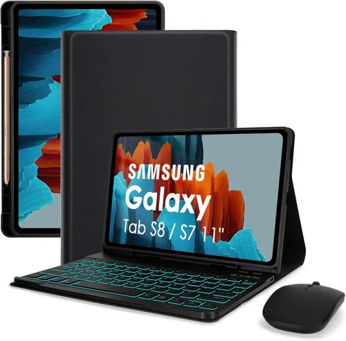 LAMA Funda con teclado retroiluminado con mouse para Samsung Galaxy Tab S10 Lite/S10 FE/S9 FE de 10.9 pulgadas, funda delgada con teclado y mouse