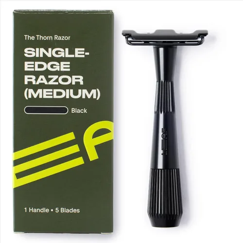 Leaf Thorn Razor by Leaf Shave, maquinilla de afeitar de una sola hoja de metal para hombres y mujeres, cabeza fija con asistencia de carga