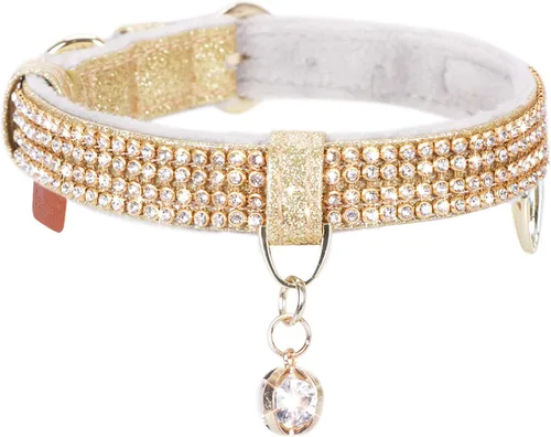 Miniatura 11 de Collar para gatos y perros, [brillos de imitación de diamante] Cuero sintético prémium con dije, collares ajustables para gatos grandes y perros