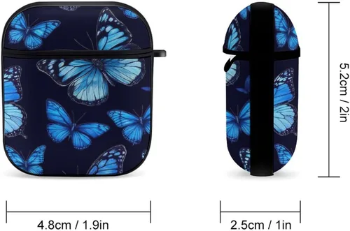 Miniatura 2 de Funda protectora de silicona compatible con Airpods 2 y 1 (hermosas mariposas, mariposas azules)
