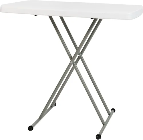 Flash Furniture Elon - Mesa plegable de color blanco granito, altura ajustable, 30 pulgadas, bandeja de TV, mesa para portátil de grado comercial