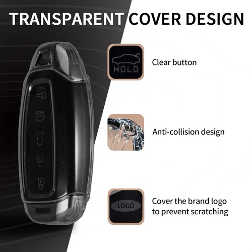 Miniatura 2 de Funda para llavero de TPU compatible con Hyundai Accent Azera Elantra GT Grandeur I30 IG IX35 Kona Palisade Santa Fe Solaris 4 5 botones ultrafina