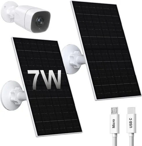 Miniatura 8 de Zivif Panel solar de 7 W compatible con Eufycam 2C/2C Pro/2/2 Pro/E20/E40/E, cargador solar USB con puerto USB-C, con conector micro USB y enchufe