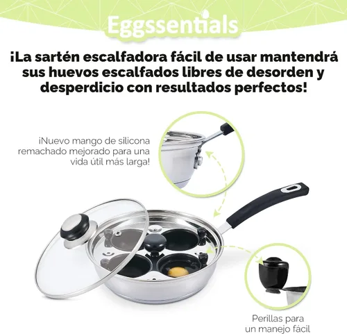 Miniatura 2 de Escalfador de Huevos - Eggssentials Sartén para Huevos Escalfados, Sartén de Acero Inoxidable para Huevos Escalfados, Cocinador de Huevos Escalfados