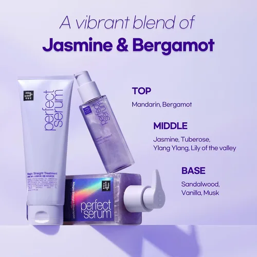 Miniatura 7 de Mise En Scene Perfect Serum Magic Straight Shampoo Anti-Frizz, protector del calor, efecto alisador de cabello, champú coreano para control