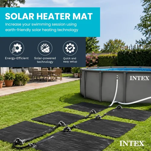 Miniatura 2 de Intex Tapete solar para calentador de piscina de 47 x 47 pulgadas para piscina sobre el suelo de 8,000 galones con accesorio de manguera y válvula