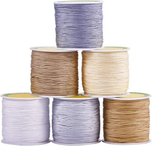 PH PandaHall 600 yardas de 0.031 in de nailon para cuentas de hilo de cuerda de nudo chino Kumihimo hilo de macramé, cordón de cuerda para macramé,