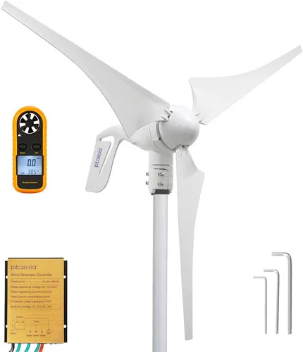 Miniatura 8 de Generador de turbina eólica de 400 W y 12 V con 3 cuchillas, turbinas de viento de arranque a baja velocidad de 2.5 m/s con controlador de carga