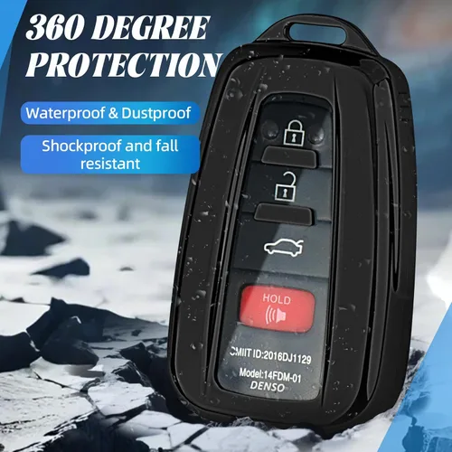 Miniatura 5 de MILD EAST - Funda para llavero de Toyota con llavero de cuero, estuche remoto envolvente de TPU premium compatible con Toyota Avalon Highlander