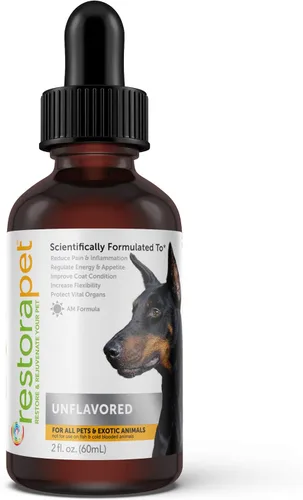 RestoraPet Paquete de 1 multivitamínico líquido sin sabor para perros y gatos | Alivio del dolor de la artritis del perro | Vitaminas de cadera y