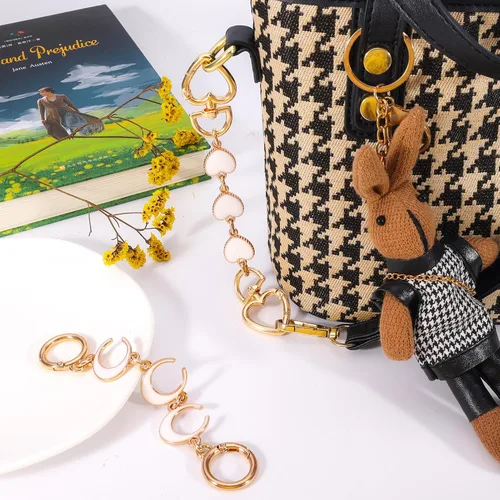 Miniatura 3 de 2 unidades extensoras de bolsa de cadena de corazón y luna, extensores de correa para bolso, cadena de oro, correa de repuesto para monedero