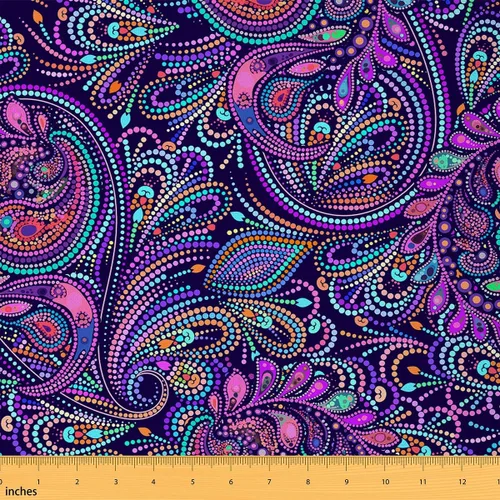 Miniatura 25 de Tela con patrón Paisley de The Yard, tela de tapicería floral étnica boho para sillas y sofás, costura, tela impermeable de arte mandala abstracto