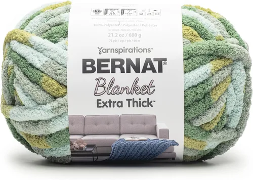 Miniatura 54 de Bernat - Hilo para manta extra grueso color niebla azul - 1 paquete de 21.12 oz/598.74 g - 100% poliéster - #7 Jumbo - 72 yardas - Hilo grueso
