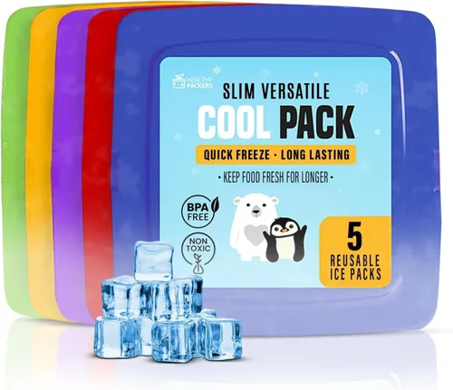 Miniatura 7 de Healthy Packers® Bolsas de hielo delgadas reutilizables para loncheras para niños y adultos Paquetes de congelador finos de larga duración