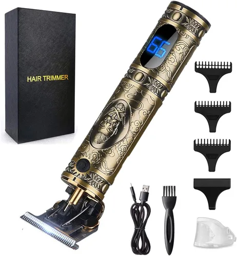 Cortadora de pelo para hombres, recortadora de pelo para barberos, recortadora profesional inalámbrica de hoja en T, forros de bordeadora de barba