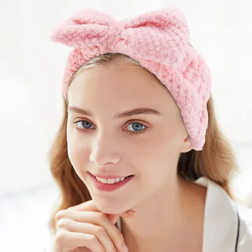 Miniatura 4 de YISSION 2 diademas de spa con lazo antideslizante para lavado de cara, maquillaje, cuidado de la piel, diadema facial, banda elástica de microfibra