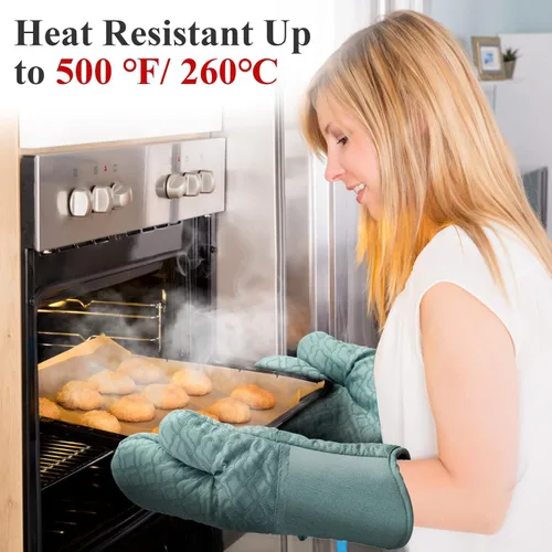Miniatura 2 de Juego de soportes para ollas y guantes de horno con agarre de silicona antideslizante, almohadillas calientes resistentes al calor para cocina
