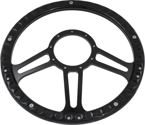 Miniatura 3 de Volante de 9 pernos Billet de 14 pulgadas con botón de plato y bocina de 2 pulgadas (negro)