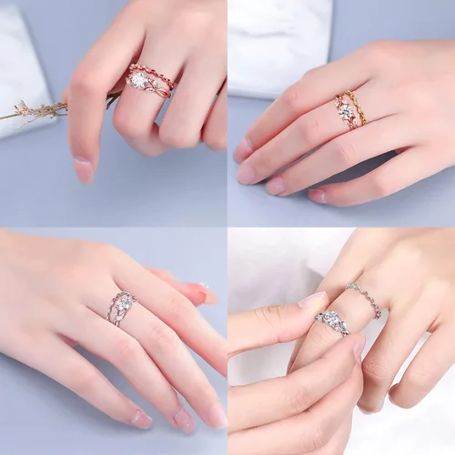 Miniatura 5 de MOOSEA Willow Moissanite Engagement Rings for Women, 1.2ct D Color VVS1 Clarity Lab Created Moissanite Wedding Ring 925 Sterling Silver Solid Twig