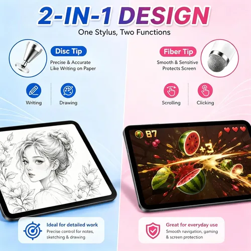 Miniatura 2 de Lápiz capacitivo magnético de 2 en 1 con disco para pantallas táctiles, compatible con iPhone/iPad/Android/Microsoft/Surface y todas las pantallas