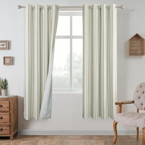 Miniatura 27 de DriftAway - Cortinas de Lino Mezcla de Granja 100% Opacas de 84 Pulgadas de Largo para Dormitorio, Cortinas Verticales Rayadas Impresas de Lino