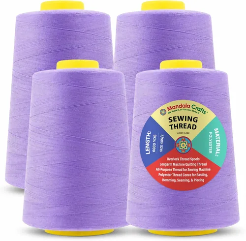 Miniatura 25 de Mandala Crafts 4 Pack of Serger Threads Cones Spools - 20S/2 24000 Yards Polyester Baby Blue Threads for Sergers Machine and Overlock Quilting