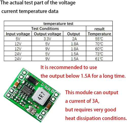 Miniatura 2 de Generic Mini MP1584EN DC-DC Convertidor Buck Módulo de Fuente de Alimentación Ajustable 24V a 12V 9V 5V 3.3V (Paquete de 5) - Verde - Conector Micro