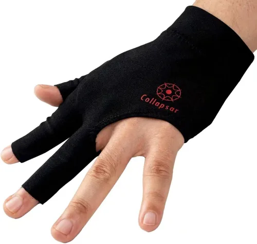 Miniatura 3 de Collapsar Guantes de billar con 3 dedos abiertos para billar de billar Carom Cue Sport – Se adapta a la mano izquierda en diferentes tamaños