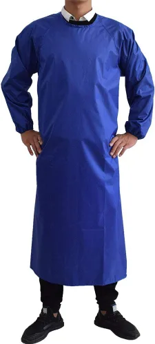 Delantales impermeables con mangas largas, delantales resistentes a los químicos para hombres MD008Azul