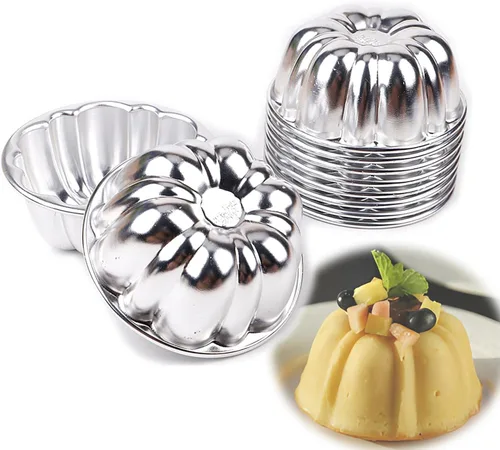 LoBake 10 piezas de media bola de calabaza uva vollyball Shell aluminio tarta molde jalea pudín taza magdalena molde herramientas para hornear (R12