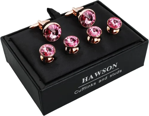 Miniatura 58 de HAWSON Gemelos para hombre con juego de tachuelas de camisa de 4/6 piezas, caja de regalo, joyería para hombre o accesorios para boda, fiesta