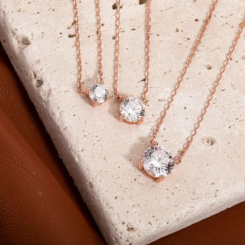 Miniatura 2 de S.Leaf - Collar con colgante de plata de ley con circonia cúbica y solitario, para mujer