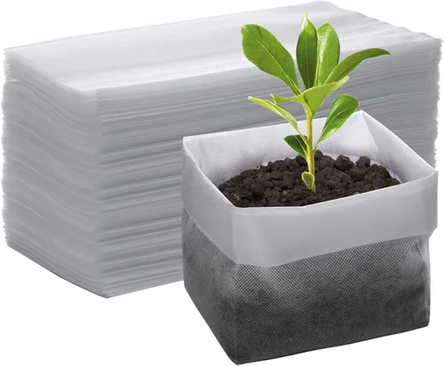 Miniatura 15 de Greaner 100 bolsas de cultivo de vivero grandes, 7.8 x 8.6 pulgadas, bolsa de cultivo de plántulas de tela biodegradable no tejida, bolsas