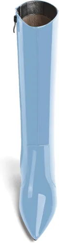 Miniatura 94 de AMBELIGHT Botas altas hasta la rodilla con cremallera y puntera puntiaguda para mujer, de patente sólida, tacón alto, 3.3 pulgadas