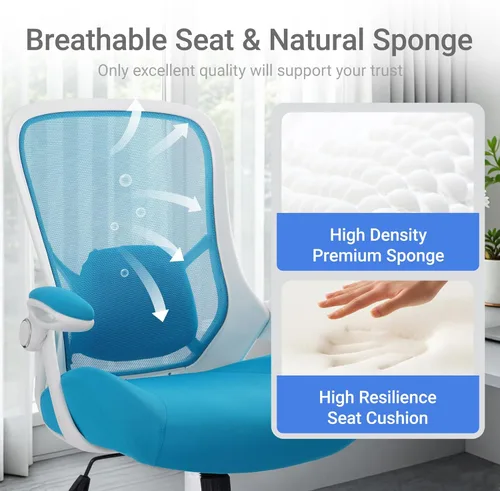 Miniatura 4 de HYLONE Silla de Oficina de Servicio Pesado de 400 libras, Silla de Escritorio Ergonómica con Asiento Engrosado de 5", Reposabrazos Ajustables, Marco