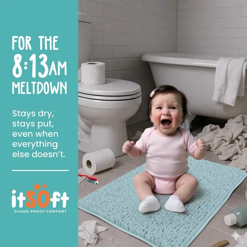Miniatura 2 de Alfombras de baño de chenilla, alfombrillas de baño de felpa absorbentes de secado rápido, suaves y lavables a máquina, alfombra antideslizante