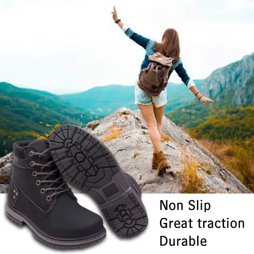 Miniatura 4 de Athlefit - Botines de combate para mujer con cordones y tacón bajo, impermeables