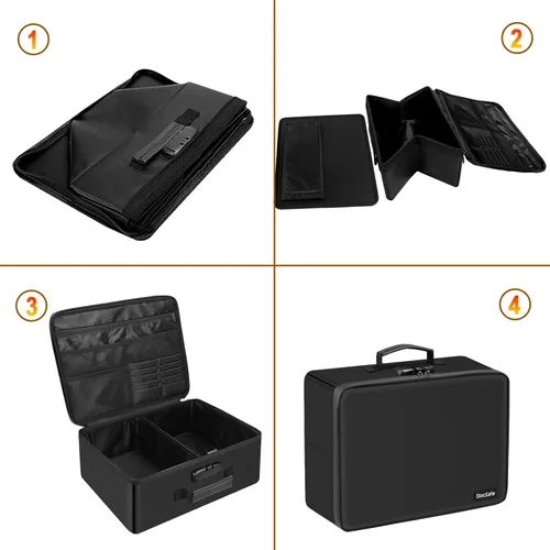 Miniatura 9 de DocSafe - Caja de almacenamiento de fotos con cerradura, caja organizadora de fotos ignífuga con 16 fundas interiores de 4 x 6 pulgadas Transparente