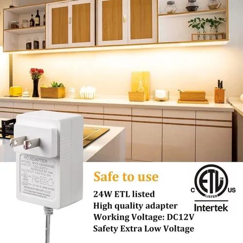 Miniatura 6 de WOBANE Iluminación debajo del gabinete, 8 tiras de luces LED con control remoto y adaptador de 24 W, cinta de luz ultra brillante de 240 LED
