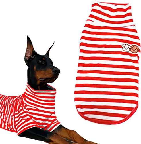 Miniatura 18 de Camisa de cuello alto para perro, lindo bordado de perrito, sudadera súper suave para perro, jersey elástico a rayas para cachorro, para gatos