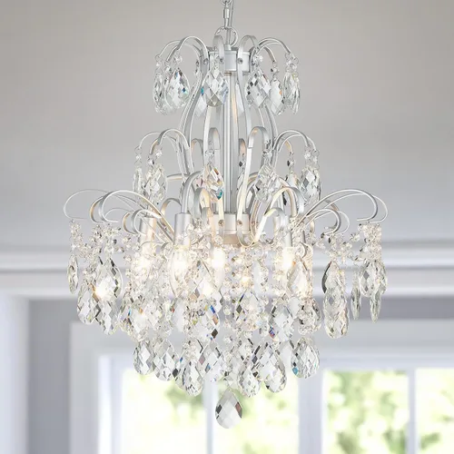 Miniatura 32 de WUZUPS Candelabro colgante de cristal con 5 luces, lámpara de techo moderna para dormitorio, pasillo, bar, cocina, baño, 20.3 pulgadas de alto