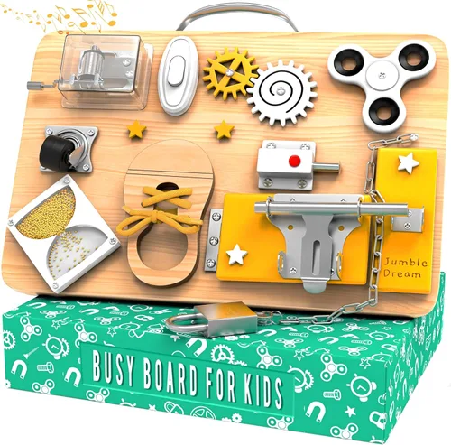 Jumble Dream Tabla de actividades Montessori de madera para niños pequeños y juguetes educativos sensoriales para actividades para autismo y TDAH