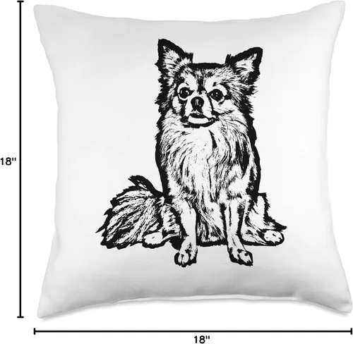 Miniatura 4 de Chihuahua de pelo largo regalos y camisetas Chihuahua pelo largo perro amante regalos negro para mujeres hombres tiro almohada, 16x16, multicolor
