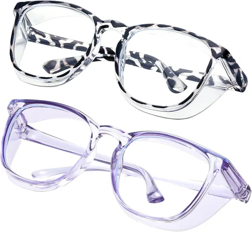 Miniatura 46 de Gafas de seguridad para enfermeras, gafas protectoras – Antivaho marco cuadrado elegante gafas transparentes para mujeres y hombres C16-negro Gery