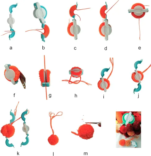 Miniatura 5 de Fabricantes de pompones - Juego de herramientas para hacer pompones de 4 tamaños con tijeras pequeñas, manera fácil de hacer pompones
