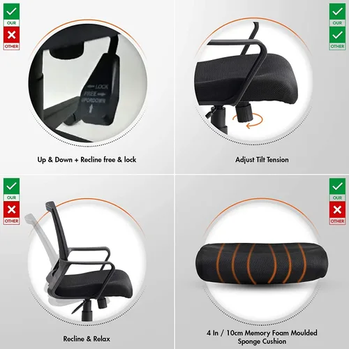 Miniatura 3 de Silla de oficina Silla de escritorio ergonómica, silla de computadora de malla, soporte lumbar, silla de oficina ejecutiva moderna, sillas