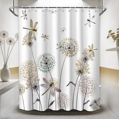 Miniatura 67 de Cortina de ducha floral para primavera y verano, flores silvestres, flores y mariposas, decoración de baño, tela impermeable con ganchos, 70