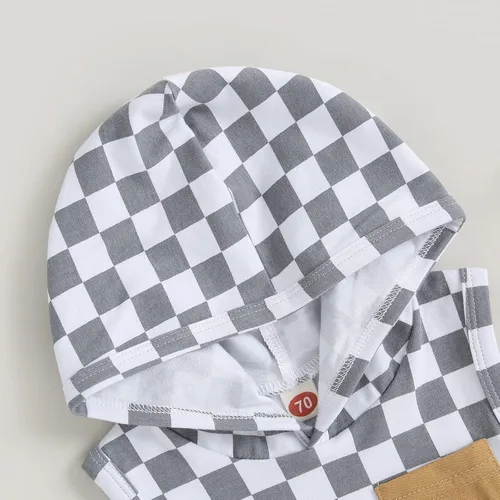 Miniatura 3 de Conjunto de ropa de verano para bebé, sin mangas, con capucha y pantalones cortos casuales